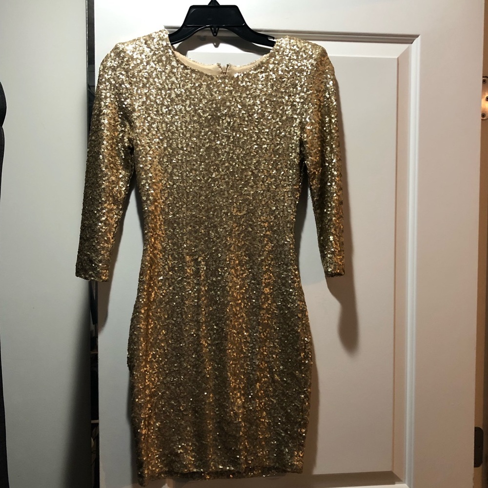 Gold Sequin Mini Dress - Small